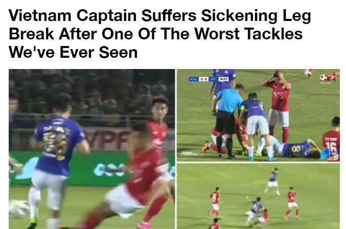 Sportbible เรียกฝีเท้าของ Hoang Thinh ว่าเป็นหนึ่งในการโหม่งที่แย่ที่สุด ภาพหน้าจอ